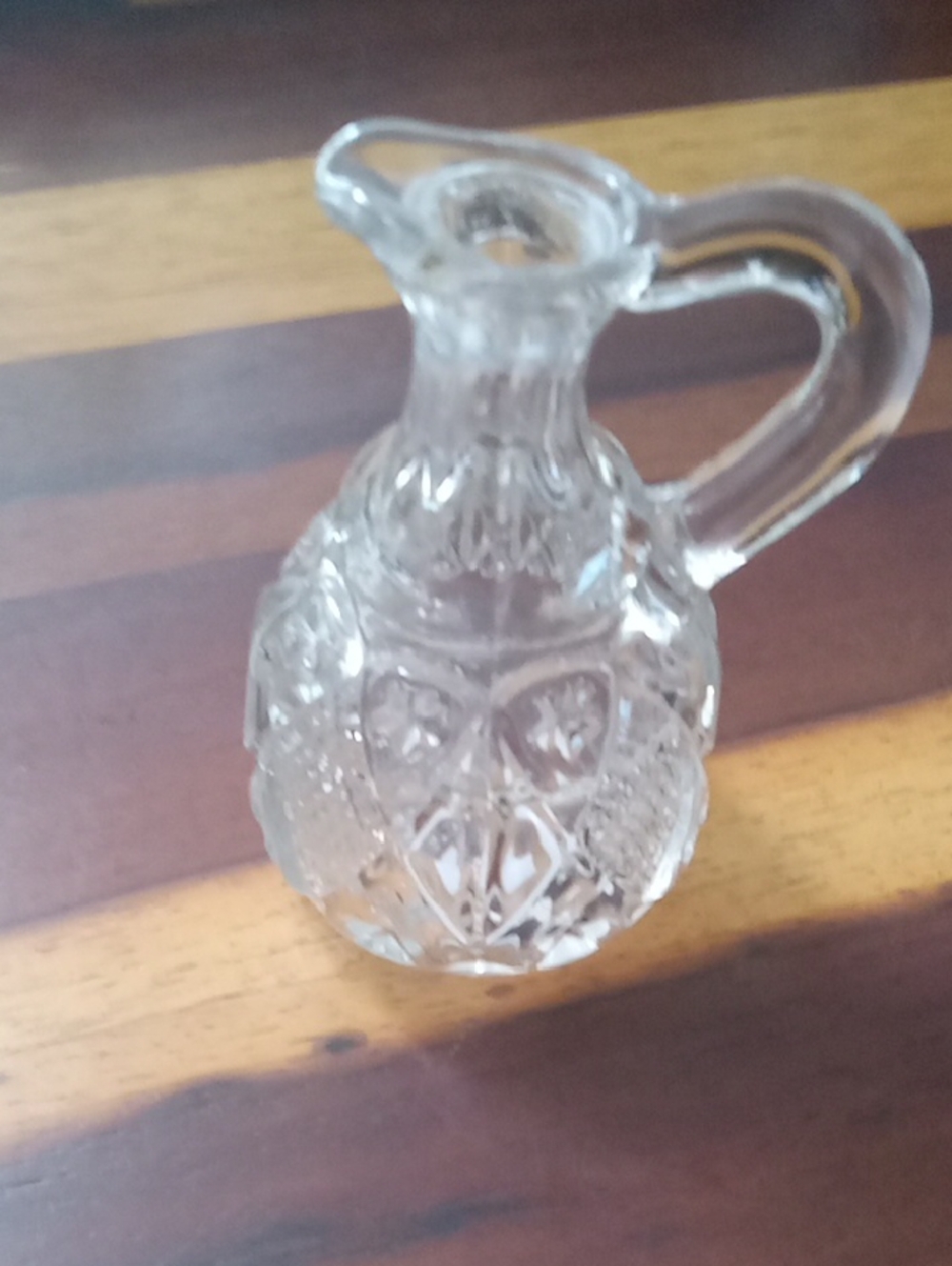Pressed Glass Cruet Pitcher - Clear Glass